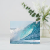 サーフィンのバレル波がタヒチで砕ける ポストカード (スタンド正面)