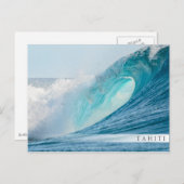 サーフィンのバレル波がタヒチで砕ける ポストカード (正面/裏面)