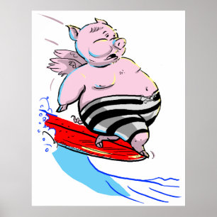 サーフィンのブタ ポスター