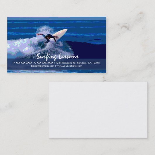 サーフィンのレッスンカスタマイズ可能な名刺 名刺 (正面/裏面)