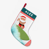 サーフィンの休日ギフト スモールクリスマスストッキング (正面 (吊り時))