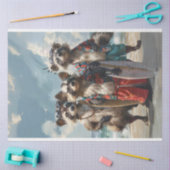 サーフィンの切り離し上のビーチスカンク 薄葉紙 (クラフト)