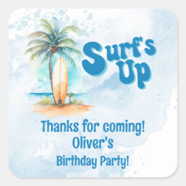 サーフィンの夏 ビーチの誕生日パーティーのギフト袋 スクエアシール