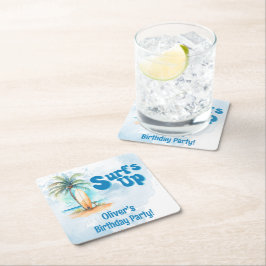 サーフィンの夏 ビーチの誕生日パーティー スクエアペーパーコースター
