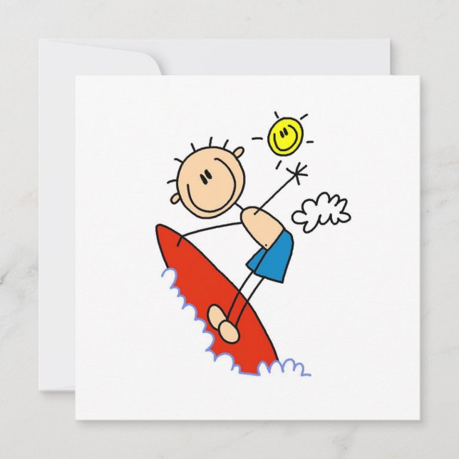 サーフィンの少年のステックフィギュア (正面)