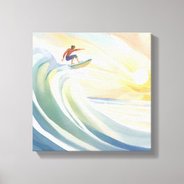 サーフィンの日々 | 海の波 サーフィン水彩画 キャンバスプリント