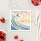 サーフィンの日々 | 海の波 サーフィン 水彩画 スタンダードカクテルナプキン (インサイチュ)