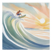 サーフィンの日々 | 海の波 サーフィン 水彩画 ポスター (正面)