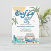 サーフィンの日お誕生日おめでとう ネイビーボーイ サーフアップ 誕生日 招待状 (スタンド正面)