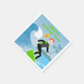 サーフィンの日だ少年 誕生日パーティー スタンダードカクテルナプキン (角)