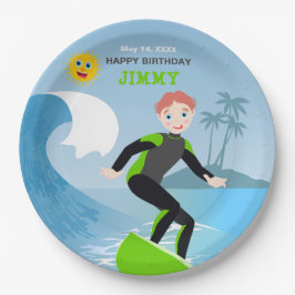 サーフィンの時間だ少年 誕生日パーティー ペーパープレート