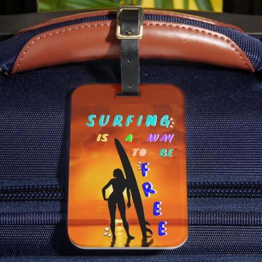 サーフィンは自由になる方法だ ラゲッジタグ (正面インサイチュ2)