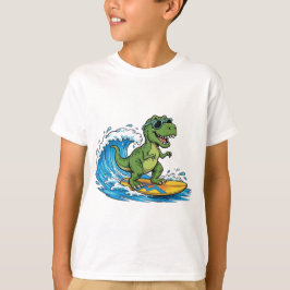 サーフィンをする恐竜のTシャツ サーファサウルス Tシャツ