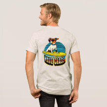 サーフィンをする犬のウェーブチェイサーTシャツ