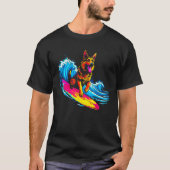 サーフィンを楽しむジャーマンシェパード Tシャツ (正面)