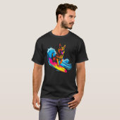 サーフィンを楽しむジャーマンシェパード Tシャツ (正面フル)