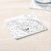 サーフィンアダルトカラーリング紙コースター スクエアペーパーコースター (アングル)