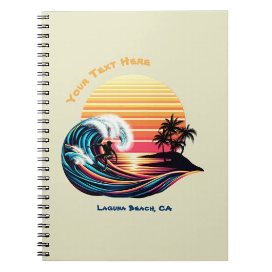 サーフィンアットサンセットノートブック ノートブック (正面)
