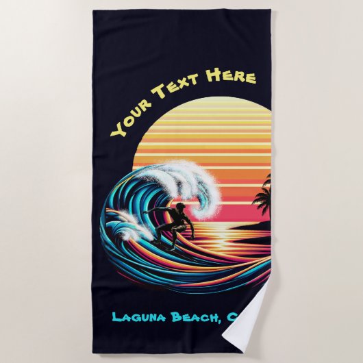 サーフィンアットサンセット ビーチタオル (正面)