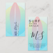 サーフィンインストラクターグラデーションサーフボードサンセットピンク 名刺 (正面/裏面)