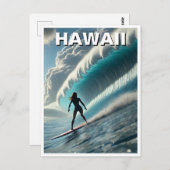 サーフィンインハワイサーファーガールウェーブ ポストカード (正面/裏面)