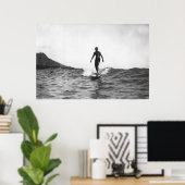 サーフィンインホノルルハワイロンボードサーファー ポスター (ホームオフィス)