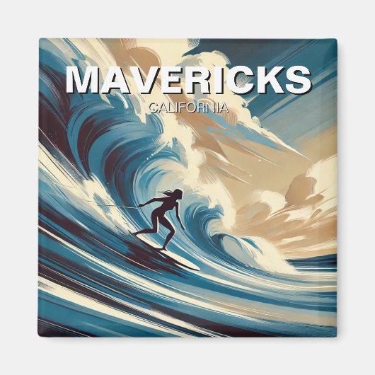 サーフィンインマーベリックスカリフォルニアサーファーガールウェーブ マグネット (正面)