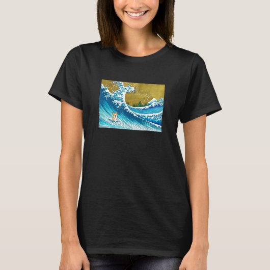 サーフィンウェーブコーギー Tシャツ (正面)