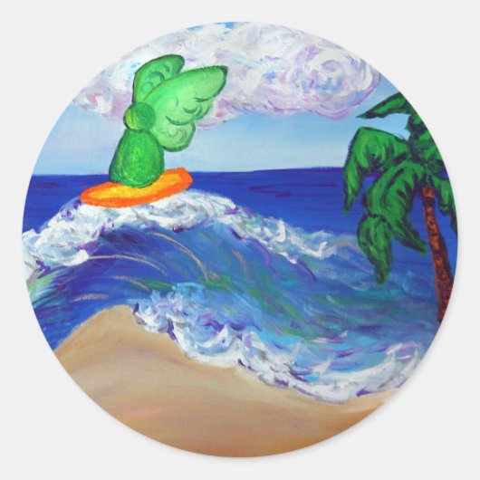 サーフィンエンジェルラファエルステッカー ラウンドシール (正面)