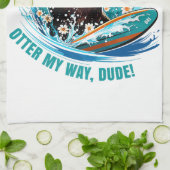 サーフィンオッター841オッターマイウェイドゥードカリフォルニアオット キッチンタオル (折り畳み)