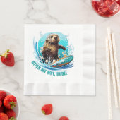 サーフィンオッター841オッターマイウェイドゥードカリフォルニアオット 縁ありランチョンナプキン (インサイチュ)