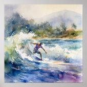 サーフィンオンノースショアオアフハワイプリント ポスター (正面)