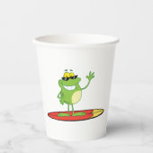 サーフィンカエル着サングラス 紙コップ (正面)