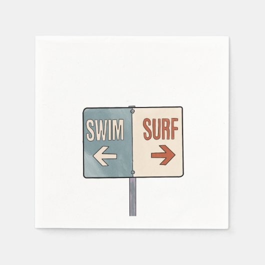 サーフィンカクテルナプキン。マリブ結婚ス スタンダードカクテルナプキン (正面)
