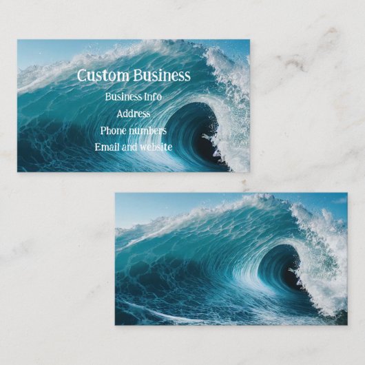 サーフィンカスタムサーフサーフトロピカルビーチカールウェーブ海 名刺 (正面/裏面)