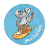 サーフィンカッコいいポーラークマとカクテルマンガ カッティングボード (正面)