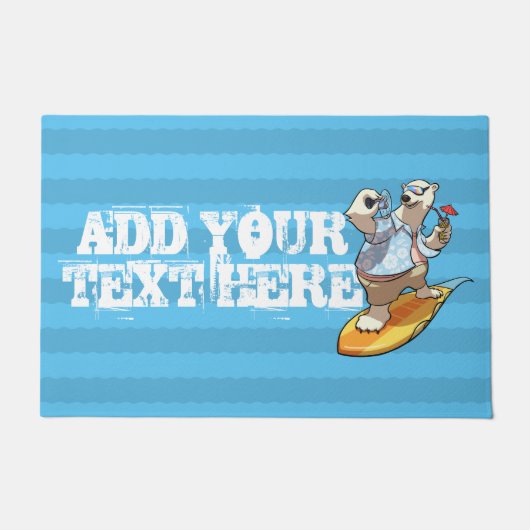 サーフィンカッコいいポーラークマとカクテルマンガ ドアマット (正面)
