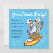サーフィンカッコいいポーラークマとカクテルマンガ 招待状 (正面)