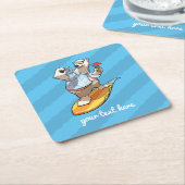 サーフィンカッコいい・ポーラー・ベア(カクテル・アニメ) スクエアペーパーコースター (アングル)