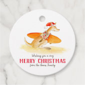 サーフィンカンガルーかわいい水色クリスマス フェイバータグ (正面)
