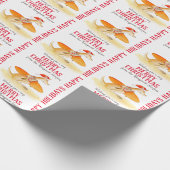 サーフィンカンガルーかわいい水色クリスマス ラッピングペーパー (角)