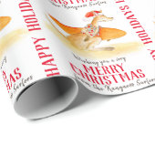 サーフィンカンガルーかわいい水色クリスマス ラッピングペーパー (ロールコーナー)