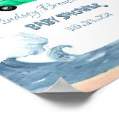 サーフィンカーココナッツツリーブルービーチベビーシャワー ポスター (角)