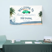 サーフィンカーココナッツツリーブルービーチベビーシャワー 横断幕 (トレードショー)