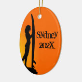 サーフィンガールパーソナライズされたフォトセラミックスオーナメント セラミックオーナメント (左)