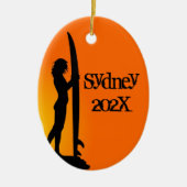 サーフィンガールパーソナライズされたフォトセラミックスオーナメント セラミックオーナメント (正面)