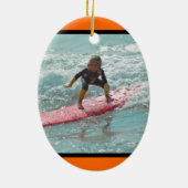 サーフィンガールパーソナライズされたフォトセラミックスオーナメント セラミックオーナメント (裏面)