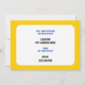 サーフィンギフト、サーファーがカスタムのサーフボードに立つ 招待状 (裏面)