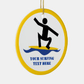 サーフィンギフト、サーファーのサーフボードカスタム上 セラミックオーナメント (右)