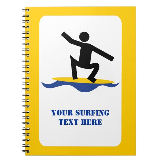サーフィンギフト、サーファーのサーフボードカスタム上 ノートブック (正面)